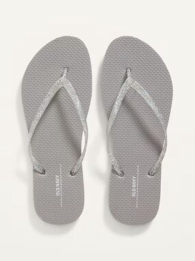 Old Navy Gray Flip-Flops with Silver Glitter Straps